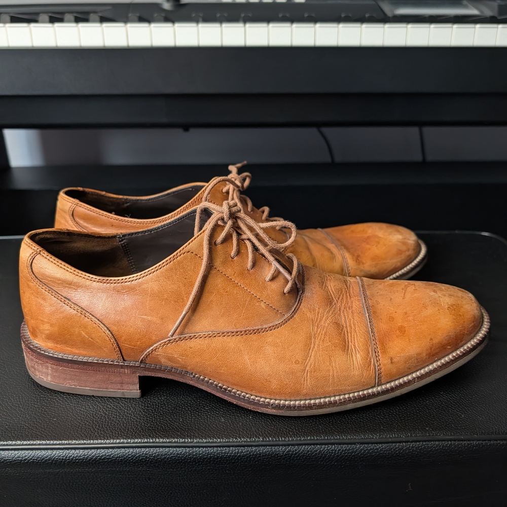 Cole Haan Men’s Size 10 Leather Cap Toe Oxford Dress Shoes‎ Brown
